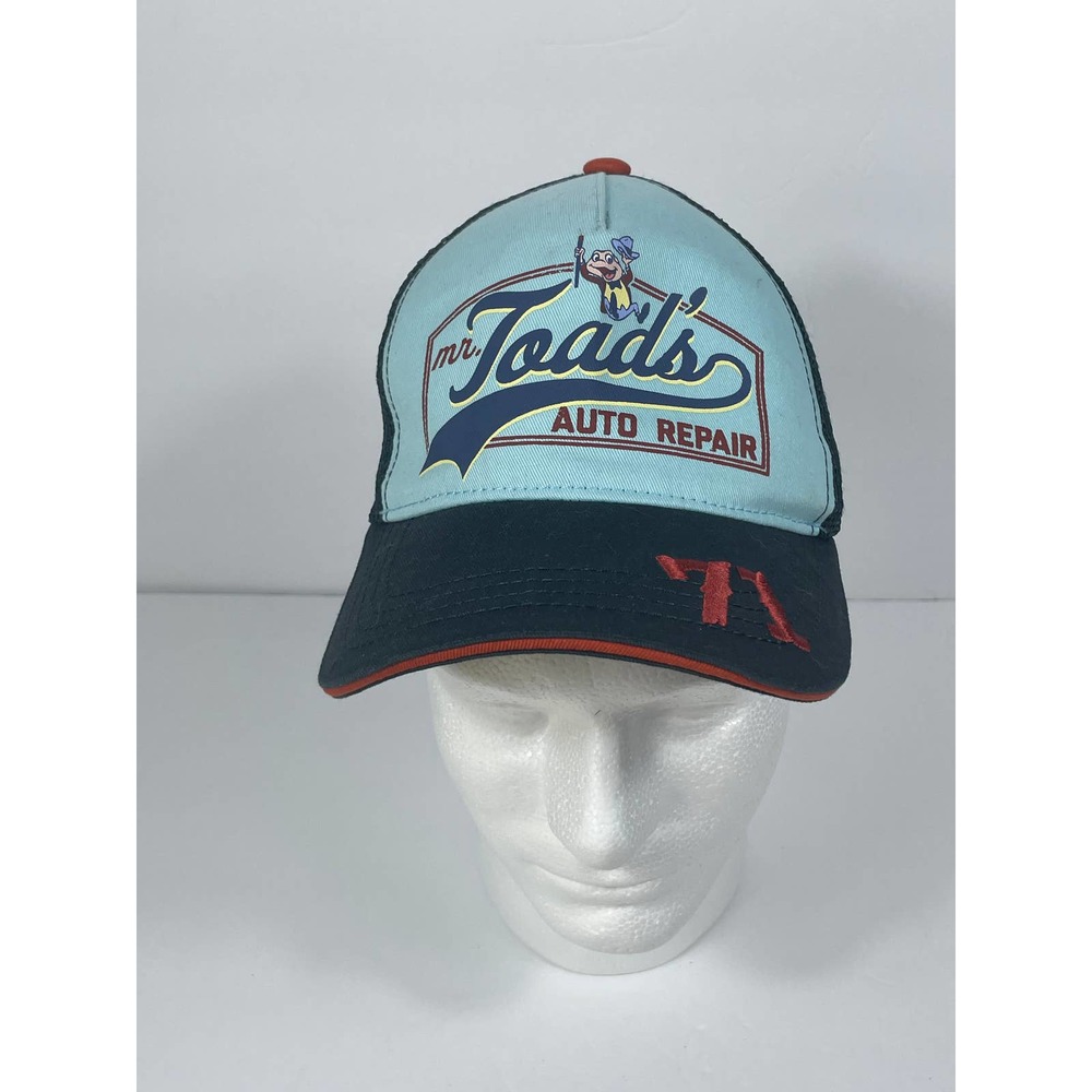 Disney Mr Toad's Auto Repair Hat Blue Adjustable Baseball Cap Adult Mesh Trucker